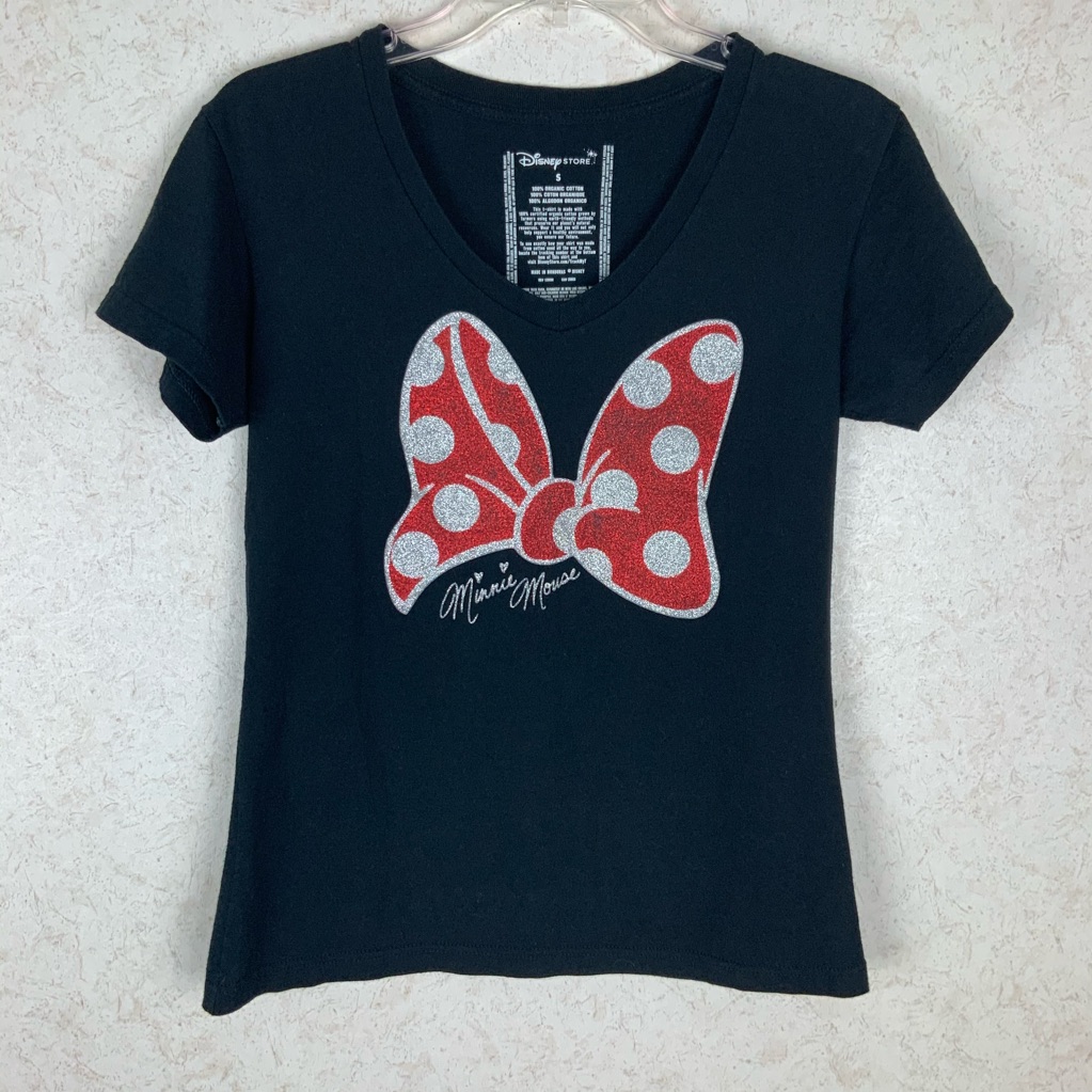 Disney Store Minnie Mouse Glitter Bow Tshirt